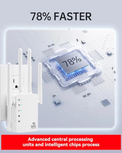 Image of WiFi Signal Booster with 4 Directional Antennas - 1200Mbps Dual Band (5GHz /2.4GHz),WiFi Extender Covers 13,888 Sq.ft, Easy Home Setup and 150-Device Support