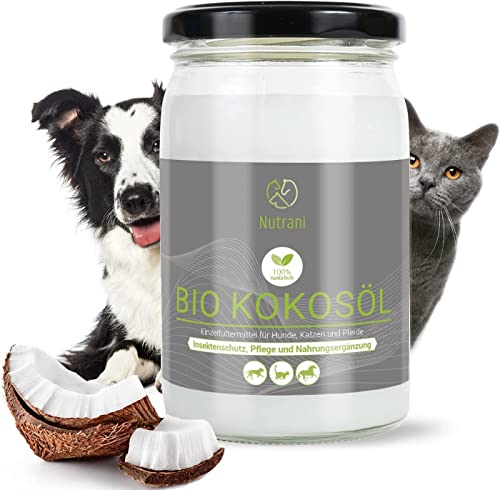 Nutrani Aceite de Coco Orgánico para Perros, Gatos y Caballos | 250 ml - Aceite de Coco 100% Puro con ácido láurico Natural - Apoya el Cuidado de la Piel y el Pelaje