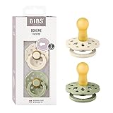 BIBS(ビブス) 天然ゴムおしゃぶり 2個セット BOHEME ボヘミ サイズ2(6~18カ月)【日本正規品】BPAフリー アーチ形状で摩擦を軽減 胸に似た丸型ニップル 240101 Ivory/Sage