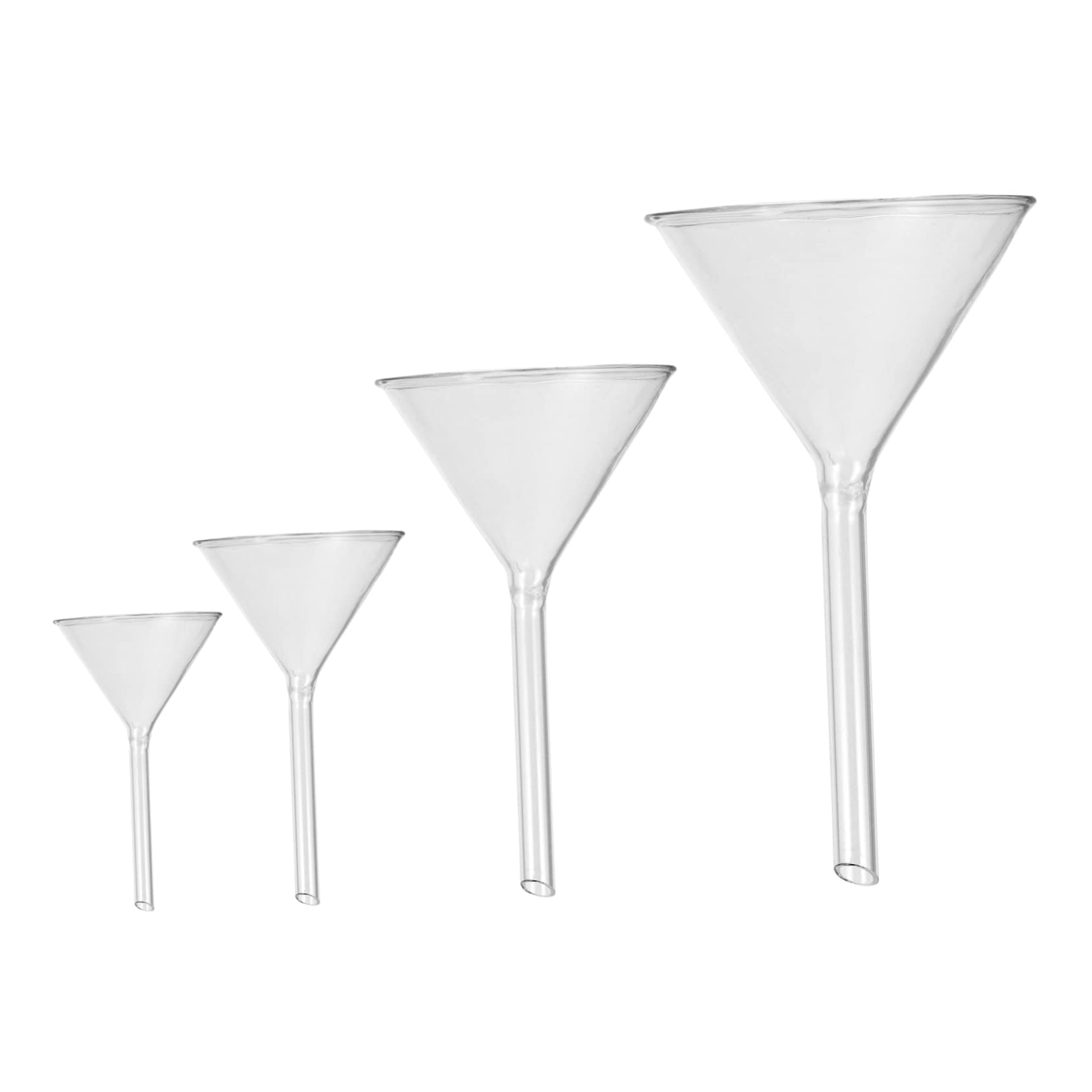 Cabilock Chemistry Lab Glass Funnel Set Short Tube Round Triangle Borosilicate High Visibility for Filling Liquids Extracts