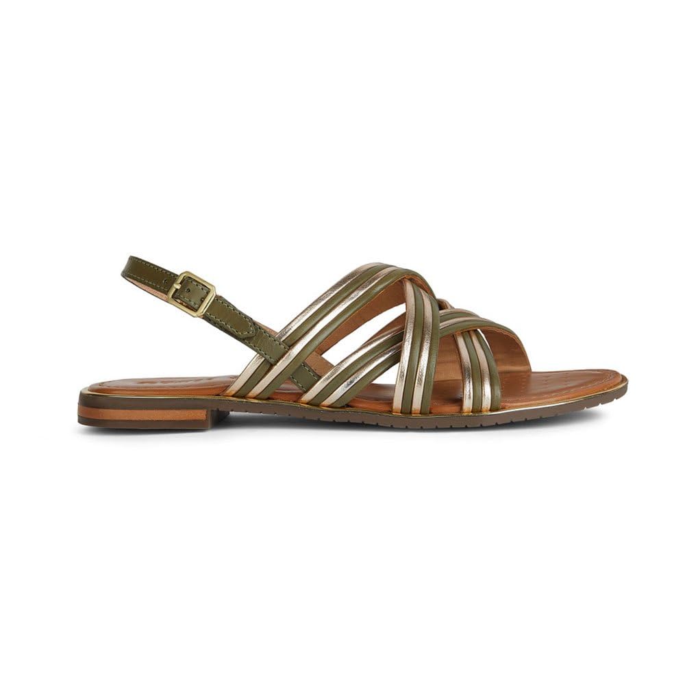 Geox Girls' D Sozy Plus G Peeptoe Sandals, Sage Lt Gold, 12.5 UK