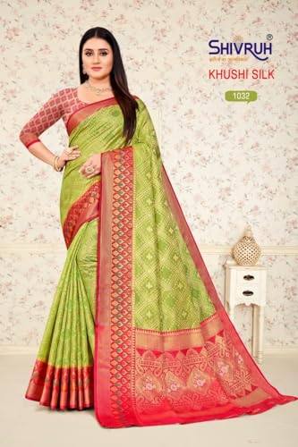 Image of Shivruh Khushi Women's Art Silk Printed Saree With Unstitched Blouse Piece