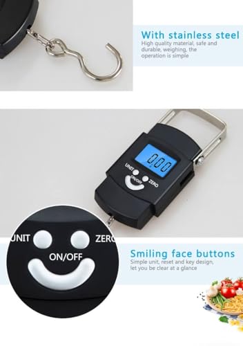 Portable Digital Luggage Scale 40kg/0.01kg - Mini Electronic Weighing Balance for Travel, Baggage, Fishing - Accurate Hanging Scale with LCD Display for Easy Reading