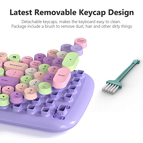 Image of GEEZER Wireless Keyboard and Mouse Combo - Lilac Purple Round Keycap Keyboard 100 Keys - USB 2.4G Receiver Plug Play Typewriter Keyboards for Windows, PC, Laptop, Desktop