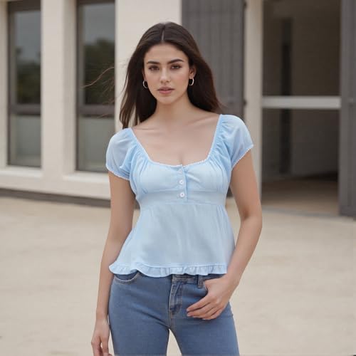 Image of Fairy Grunge Y2k Shirts Vintage Crop Tops Short Sleeve Girls Slim Fit Tees