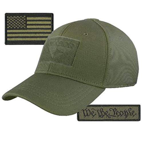 Condor Fitted Tactical Cap Bundle - We The People & USA Patches - Choose Size
