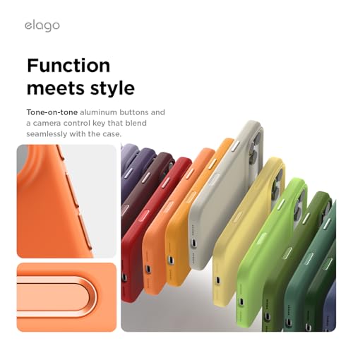 Image of elago for iPhone 17 Pro Max Case, Premium Magnetic Silicone Case, Compatible with MagSafe, Liquid Silicone Material, Protective Cover, Shockproof, Slim Phone, 6.9 inch (Orange)
