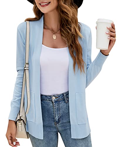 Yousify Womens Cardigan Sweater Long Sleeve Open Front Knit Cardigan Sweater with Pockets - Image 4
