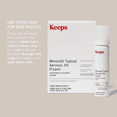 image for Keeps Extra Strength Minoxidil for Men Topical Hair Loss Aerosol Foam 