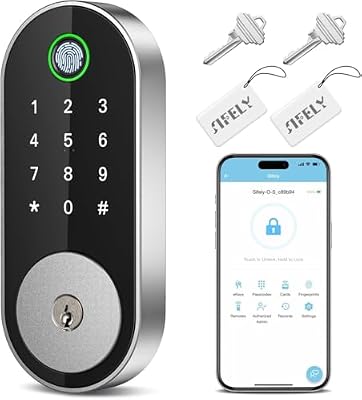 Keyless Entry Fingerprint Deadbolt Smart Lock: Sifely Digital Front Door Keypad with App Control, Electronic/Electric Deadbolt with Fingerprint & Code Access, Auto Locking, Easy to Install (Silver)