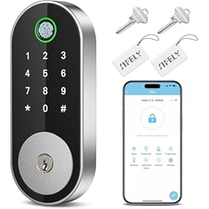 Keyless-Entry Fingerprint Deadbolt Smart Lock: Sifely Smart Lock, Automatic Electronic Keyless Entry Door Lock, Digital Smart Door Lock with Code, Biometric Fingerprint Door Lock with Keypad (Silver)