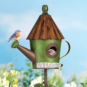 BAYN 57” Bird Houses Stake for Outside, Metal Watering Can Birdhouse Garden Stake Wild Bird Feeder Pole with Welcome Sign Outdoor Decorations for Patio, Backyard, Garden BAYN 57 Bird Houses Stake for Outside Metal Watering Can Birdhouse Garden Stake Wild Bird Feeder Pole with Welcome Sign Outdoor Decorations for Patio Backyard Garden