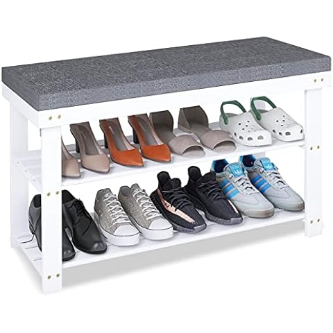 SMIBUY Banco Zapatero de Bambú con Cojín Cover