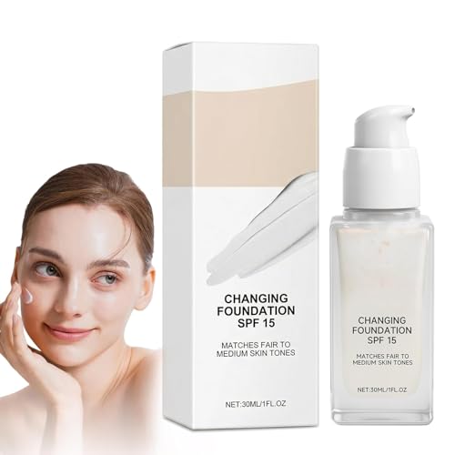 Color Changing Foundation for Mature Skin 2026 New 2-In-1 Hydrating Lightweight Liquid Foundations - Natural Glace for All Skin Tones