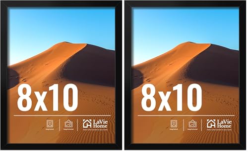 Image of LaVie Home 8x10 Picture Frame for Wall Display, 8x10 Black Picture Frame with HD Plexiglas, 8 x 10 Poster Frame 2 Pack, Display Frame for Vertical or Horizontal, Classic Collection