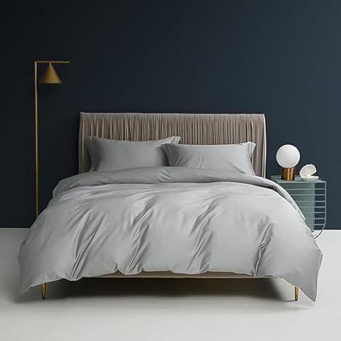 Waterproof Duvet Protector Cover Queen Gray Cotton Breathable Waterproof Protective Cover Reusable Comforter Protector with Zipper Closer Corner Ties for Kids,Elder,Dog, Cat. (Grey,Cal King) Cover