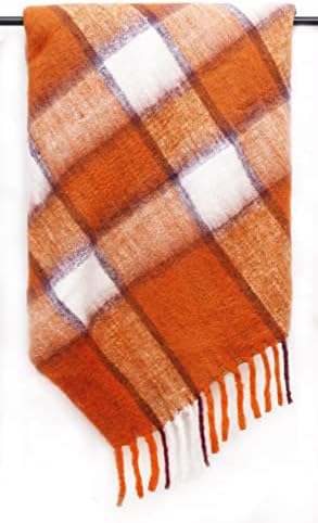 Amazon Brand - Umi Acrylic Throw Blanket, 50 x 60 Inch, Warm & Cozy Decorative Throw Blankets with Tassels, Fancy Throw Blankets for Couch, Textured Solid Soft Knit Blanket , Orange