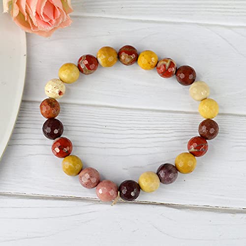 Image of Reiki Crystal Products Natural Crystal Stone 8 mm Faceted Diamond Cut Beads Bracelet for Men & Women | Reiki Charged Gemstone Bracelet | Multiple Stone Variants Available