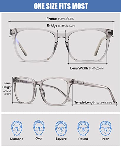 Image of DUCO Blue Light Glasses For Men Women Blue Ray Blocking Glasses Computer Gaming Glasses Retro Square Nylon Lens Acetate Frame Grey 8302