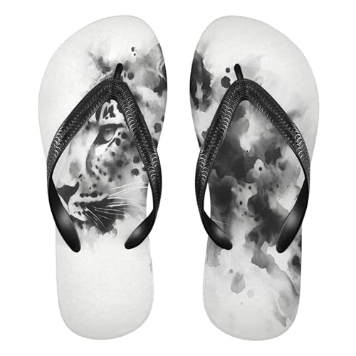 Burbuja Watercolor Leopard Flip Flops for Women Men, Soft Thong Sandals Rubber Slippers for Pool Beach Essentials
