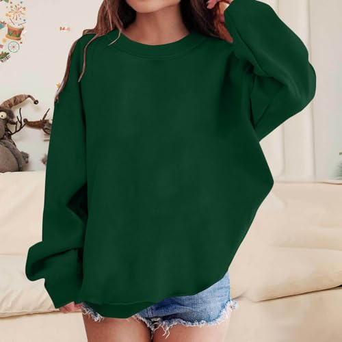 Girls Oversized Crewneck Sweatshirts Fashion Kids Winter Warm Fleece Drop Shoulder Pullover 5-14 Years4