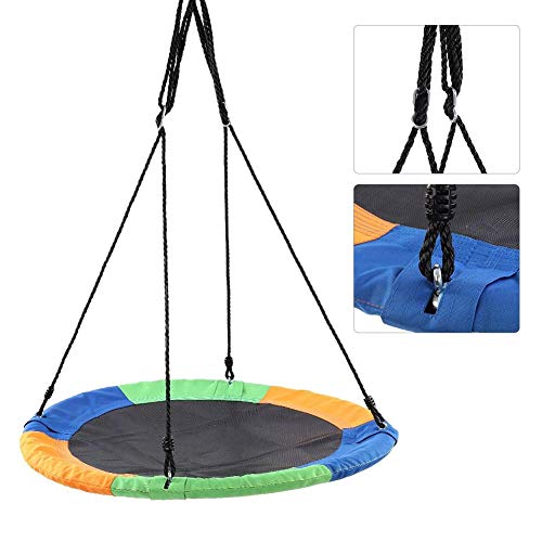 lahomie Columpio Swing Redondo, Multicolor Asiento de Hamaca para Silla Suspendida Oscilante de Tela Oxford Jardín Columpio Plegable para Colgar al Aire Libre para Niños Carga 200kg
