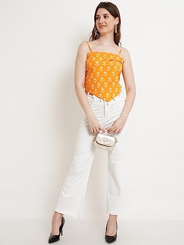 Image of POPWINGS Casual Hankie Cotton Sustainable Bagru Print Crop Top for Women || Square Neck Crop Top for Women || Sleeveless Crop Top for Women || Cotton Women Crop Top for Summer