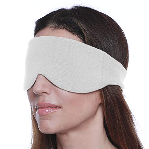 HappyLuxe Sleep Mask for Women and Men | Eye Masks for Sleeping | Travel Essentials for Flying | Cool Masks | Made in USA | Silver Gray