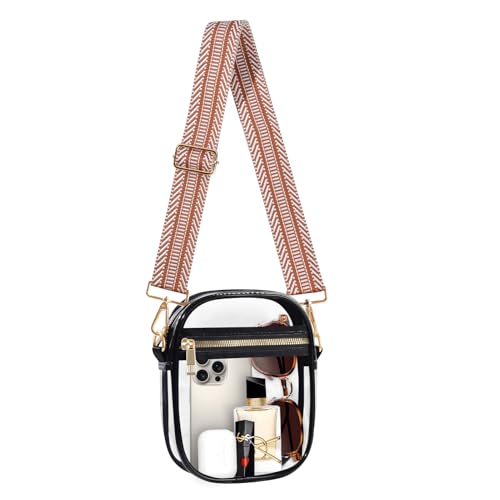 Image of Fibrdoo Clear Crossbody Purse Bag, Clear Bag Stadium Approved with Front Pocket for Concerts Sports Festivals