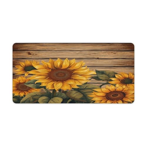 Paint Wooden Board Sunflower Mouse Pad grande de goma miniatura 1