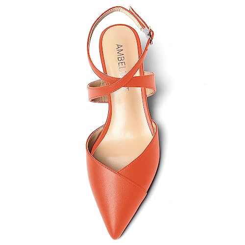 AMBELIGHT Womens Sexy Buckle Matte Solid Ankle Strap Wedding Pointed Toe Wedge Low Heel Pumps Shoes 2 Inch3