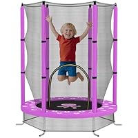 AIYAPLAY 4.6ft Kids Trampoline with Safety Enclosure Net, Recreational Toddler Trampoline for Indoor Outdoor Use, Ages 3-6 Years, Octopus Pattern, Purple