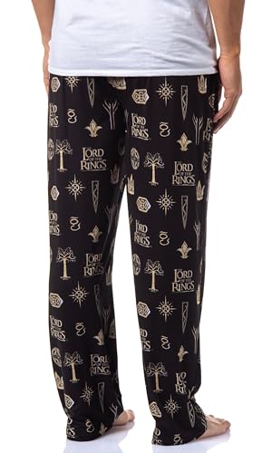 The Lord Of The Rings Mens' Tossed Print Movie Film Title Logo Pajama Pants4