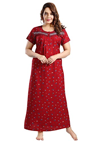 Image of Soulemo Women's Cotton, Rayon & Polyester Printed Maxi Nighty (Alpine) 861