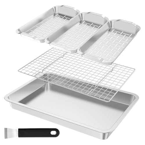 Juego de cestas para parrilla, sartenes grandes de acero inoxidable para parrilla al aire libre, bandeja para preparar y servir, accesorios para barbacoa para verduras, pescado, carne y mariscos