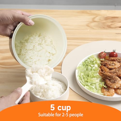Image of Electric Rice Cooker with One Touch for Asian Japanese Sushi Rice, 5-cup Uncooked, Fast&Convenient Cooker with Steamer, Removable Inner Cover and Auto Warmer, Green