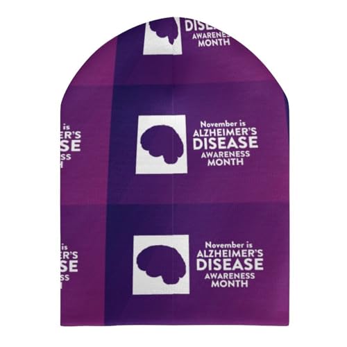 Alzheimer’s Disease Awareness Month Kids Beanie Hat for for Girls Boys Children Cap Winter Knitted Chemo Cancer Headwear Accessories Gifts Decoration Black3