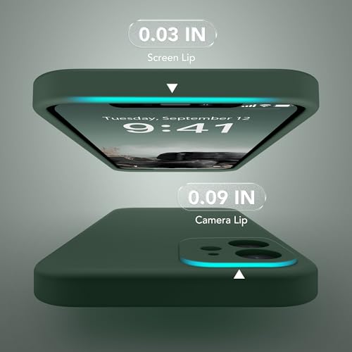 Image of Magnetic for iPhone 12 Case, Compatible with MagSafe, [Full Camera Protection][Screen Protector] Silicone Shockproof Protective Phone Case for iPhone 12 6.1 inch, Alpine Green