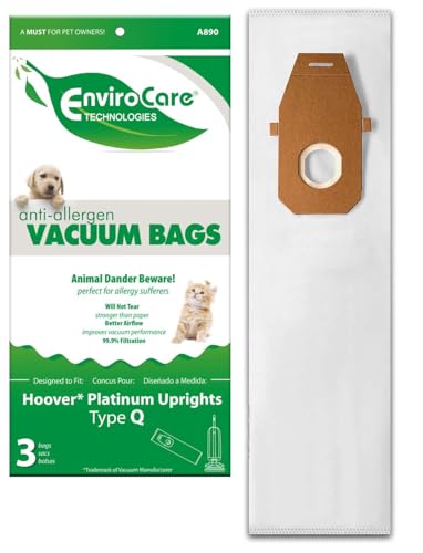 EnviroCare Replacement Allergen Filtration Vacuum Cleaner Dust Bags made to fit Hoover Style Q Uprights 3 bags