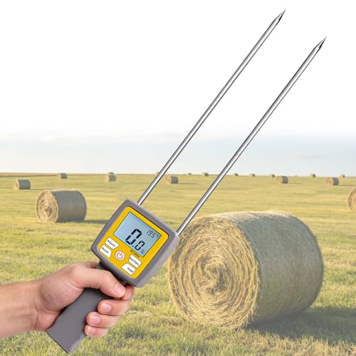 Hay Bale Moisture Tester Hay Moisture Meter with Long Probe Portable Bale Moisture Meter for Hay Bales Forage Grass Alfalfa Orchard Grass and Other Hays