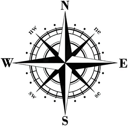 NSWE Compass Car Sticker 19.5 x 19.5 cm | Black Vinyl Adventure Compass Decal for SUV, Jeep, Car Hood, Door & Window | Waterproof Exterior Styling Sticker