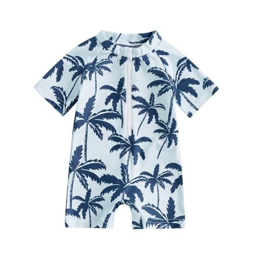 Amnnchya Toddler Infant Newborn Baby Boy Girl Swimsuit Starfish Zipper One Piece Swimming Sunsuit Rash Guard Bathing Suit (Blue, 6-12 Months)