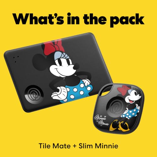 Image of Life360 Tile Starter Pack - Minnie Mouse - Bluetooth Trackers and Item Finders for Keys, Wallets & More. Both iOS and Android Compatible. Phone Finder. 2-Pack (Black Mate /Slim)