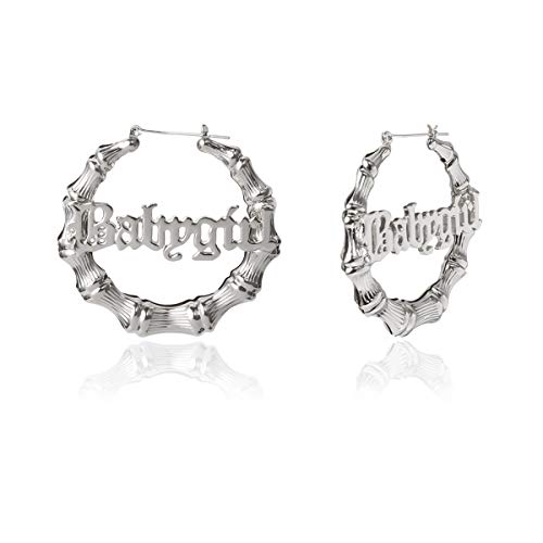 Gold Silver Plated Big Bamboo Hoop Earrings Large Old English Babygirl Earrings Big Hollow Round Circle Baby Word Earrings 80s 90s Hip-Pop Style Party Jewelry4
