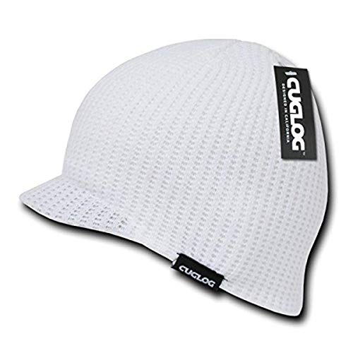 cuglog mens Visor Beanie Hat, White, One Size US