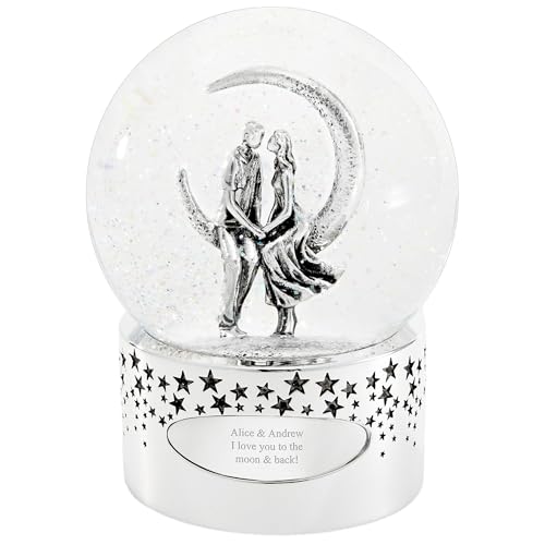 Things Remembered Engraved Moonlight Couple Musical Snow Globe (Free Customization), Plays Clair De Lune Music