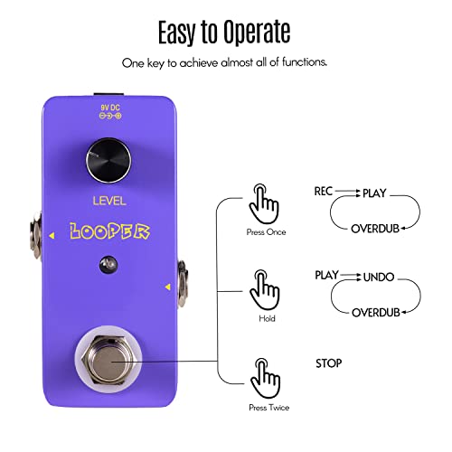 Mingzhe Mini Looper Pedal Efeito Guitarra Loopers Bass Loop Pedal Ullimited Overdubs 5 Minutos Tempo