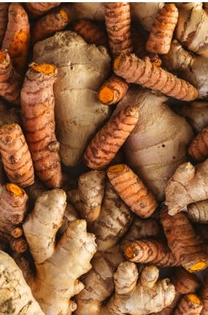 2 Lbs Fresh Turmeric and Ginger Root Blend Box (1 lb US Grown Turmeric + 1 lb Ginger) - Finest Wellness Ingredients Best for Cooking, juicing remedies