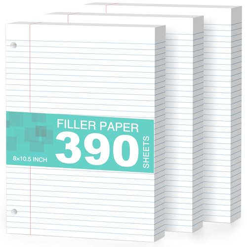 Papier de remplissage 20,3x26,5cm pour classeur 3 anneaux avec feuille lignée blanche