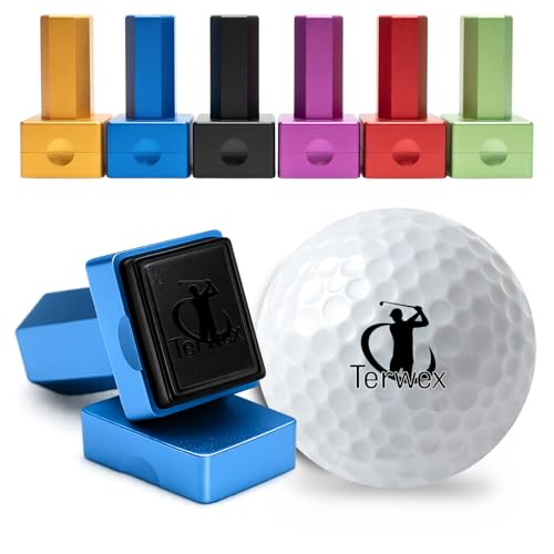 Terwex Personalized Golf Ball Stamp - Larger Custom Logo Golf Ball Marker with Ink - Waterproof Quick-Dry Golf Balls Stamper with Monogram Design - Golfing Marking Tool Gifts for Men Golf Lovers Dad